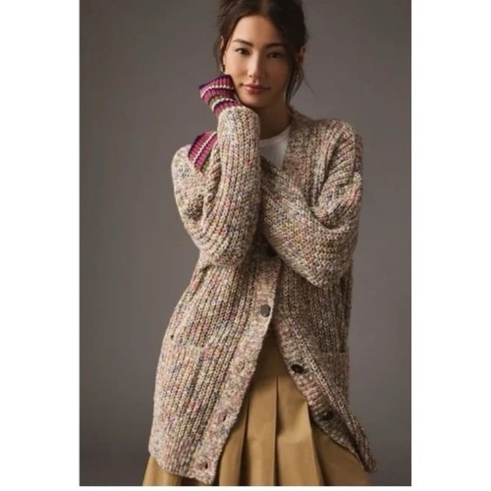 Scotch & Soda Anthropologie Chunky‎ Knit Wild Flower Oversized cardigan Womens S